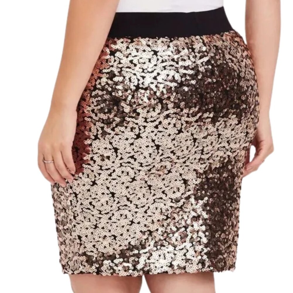 NWT Torrid stretch sequin rose gold mini skirt size 2
